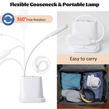 LED Desk Lamp with Pen Holder & Phone Stand, Desk Light,Table Lamp with USB Port,Press Control for Bedroom Reading