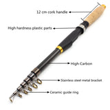 2.1M Fishing rod with reel Carbon Telescopic fishing pole Spinning Reels set Travel Sea rod fast carp Rocky pole trout rods