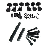 6 Pieces Black Sealed Electric Tuning Pegs Tuner Machine Head 3R 3L &amp; 1 Set Acoustic Guitar Bridge Pins Saddle Nut Part