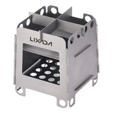 Lixada Portable Camping Titanium Stove Lightweight Folding Wood Burning Stove Pocket Stove Outdoor Camping Backpacking Picnic