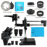 3.5X 90X 180X Simul-Focal Double Boom Stand Trinocular Stereo Zoom Microscope 38MP 2K HDMI USB Camera 144 LED Light Microscopie