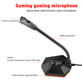 RGB USB Sound Card Microphone Computer With Free Drive Noise Reduction 360° Rotate HD Receiver Recording Conference MIC