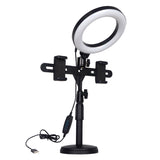 Ring fill light dual mobile phone live broadcast support desktop selfie LED anchor beauty fill light 360°rotate/move