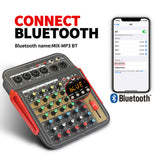 4-channel Mixer Aux Effec Mixer with XLR Output DJ Mix 48V Phantom Power for Professional Studios and Music Lovers