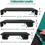 Monitor Stand with 4 USB Ports Adjustable Width, Laptop Desktop Stand, Monitor Stand Riser with Storage Drawer