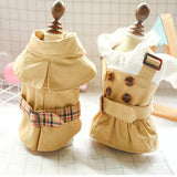 Khaiki Girl Boy Fashion Summer Spring Dog Clothes Trench Coat Dress Lover Pet Outfit Supplies Clothes For Cat Costumes Jacket