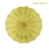 Vintage Umbrella 16 Bone Light Aluminum Alloy Rainy Solid Folding Windproof Large Umbrella Men Rain Women Gift Parasol
