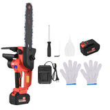 21V Brushless Cordless Chainsaw 12-inch Electric Chain Saw Pruning Saw 6.0Ah Rechargeable Battery Powered Tree Branch Pruner