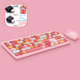 Kawaii Wireless Keyboard and Optical Mouse Combo Silent 2.4GHz Wireless with Colorful Cute 110 Keys Full-Sized Keyboard for PC