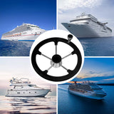 Marine 13 1/2" Steering Wheel 5 Spoke Cap, Marine Black Steering Wheel 25 Degree Dish