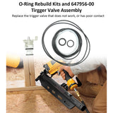 O-Ring Rebuild Kits &amp; 64762000 Trigger Valve Assembly Fit For D51844 D51845 D51822 And Porter Cable N566148 647956-00