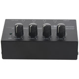 3X Eu Plug,Ha400 Ultra-Compact 4 Channels Mini Audio Stereo Headphone Amplifier With Power Adapter Black
