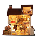 DIY European Large Villa Dollhouse Miniature Furniture With LED Kits Doll Houses Assemble Toys Children Christmas Gift Casa