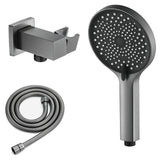 3 Function Bathroom Hand Shower ABS Round Gray Portable Shower Head With Copper Base And 1.5M Stainless Steel Hose