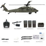 YXZNRC F09 UH60 Black Hawk 2.4G 6CH 3D6G System Dual Brushless Direct Drive Motor 1:47 Scale Flybarless RC Helicopter