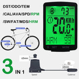 Bike Bicycle Computer Wireless Bike Waterproof Odometer Cadence Sensor 2.8Inch LCD Cycling Speedometer Heart Rate