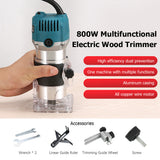 800W 30000r/min Electric Wood Trimmer Wood Router Laminate Trimmer Professional Slotting Trimming Grooving Machine