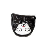 1Pcs Crooked Cat Golf Putter Cover Waterproof PU Leather Magic Tape Golf Club Cover for Mallet Putter Golf Headcover Protector