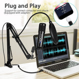 USB Microphone for Computer Kit Streaming Condenser Microphone Kit with Arm Stand,Noise Reduction,Plug&Play,for Game,Etc
