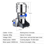 800g Coffee Dry Food Grinder Mill Grinding Machine 220V Electric Automatic Flour Powder Crusher Grains Ultrafine Powder Grinder