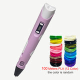 3D Printing Pen DIY Drawing Pen With LCD Display 3D Pen With 12 Colors 100 Meter PLA Filament Christmas Birthday Gift for Child