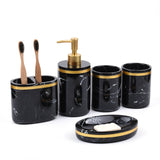 Resin Imitation Marble Bathroom Accessory Set Mouthwash Cup Soap Toothbrush Holder Shampoo Bottle Household Wash Set