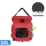 Switchable Shower Head20L Water Bags Outdoor Camping Solar Shower Bag Foldable Heating Camp Shower Hiking Climbing Bath Bag