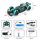 2.4GHz 4WD RC Stunt Car 1/12 RC Spray Car 25km/h Remote Control Car 2 Control Mode with Light Engine Sound 360 Rotation for Kids
