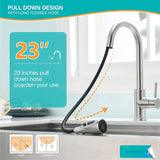 Kitchen Faucet With Pull Down Sprayer Brushed Nickel, High Arc Single Handle Kitchen Sink Faucet With Water Lines