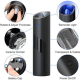 2Pack Electric Salt And Pepper Mill Set, Battery Powered Gravity Pepper Mill With Light And Switch Automatic Pepper Mill