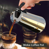 200/300/450ml Moka Coffee Pot Espresso Latte Percolator Stove Coffee Maker Espresso Pot Percolator Stainless Steel Coffee Tools