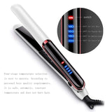AD-Hair Straightener For Straight Hair Curly Hair Dry-Wet Dual Purpose Flat Iron Led Digital Straightening (White) Eu Plug