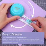 Circular Paper Cutter Rotary Circle Cutter Manual Round Cutting Tool Paper Trimmer Scrapbooking Tool with Replacement CutterHead