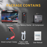Car Jump Starter Power With Air Compressor Tire Pump 20000mah Portable Charger Car Booster  Starting Device For 3.5L/6L