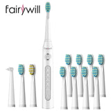 Fairywill Electric Sonic Toothbrush FW-507 USB Charge Waterproof Rechargeable Electronic Tooth 8 Brushes Replacement Heads Adult