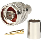 Pack of 10 N Male Plug Crimp Rf Coaxial Connector 50 Ohm for LMR400 RG8 Nickel Machined Brass Construction