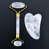 Facial Masssage Jade Roller Gua Sha Tool Set Natural Rock Quartz Neck Back Acupuncture Body Scraper Anti Aging Cellulite Removal