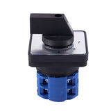 8 Terminals 5 Positions Master Control Rotary Cam Switch 20A Black+Blue