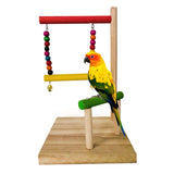 Parrot Swing Hanging Bell Wooden Toy Bird Perch Bracket Bar Beads Pet Cage Decoration Colorful Toys