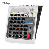 Muslady MIX-400 6-Channel Audio Mixer Mixing Console 3-Band EQ with Reverb Delay Effects +48V Phantom Power Wireless Connect