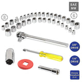 40Pcs Ratcheting Socket Wrench Set Car Repair Tool Wrench Ratchet Pawl Socket Spanner Metalworking Hex Socket Tool Kit