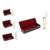 Mini Musical Instrument Model Miniature Trombone with Box for 1/4 1/6 1/8 1/12 Dollhouse Accessories
