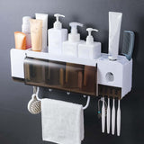 Punch-Free Toothbrush Rack Bathroom Wall-Mounted Suction Wall Toothpaste Tooth-Cleaners Shelf Mouthwash Cup Set