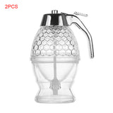 2pcs 200ml Honey Dispenser Acrylic ABS Syrup Dispenser Juices Honey Storage Pot Kitchen Tools Portable Honey Dispenser