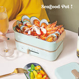 220V Electric Cooking Pot Portable Electric Lunch Box Split Type Multicooker Rice Cooker Hotpot  Skillet Fried Pan 0.8L