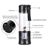 Portable Mini Travel Fruit USB Juicer Cup, Personal Small Electric Juice Mixer Blender Machine With 4000mah Rechargeable Battery