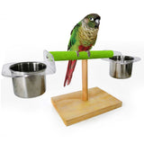 Bird Play Stands with Feeder Cups Wood Parrot Table Perch Shelf Cage Playground C63B