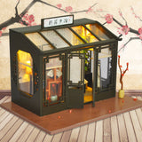 DIY Wooden Dollhouse Assembled Sushi Dessert Shop Miniature with Furniture Doll House Casa Toys for Children Adult Gifts