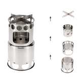 Portable Wood Stove Firewoods Furnace Outdoor Stove Cooking Burner Lightweight Stainless Steel Picnic Camping Cooking Wood Stove