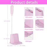 LED Desk Lamp with Pen Holder & Phone Stand, Desk Light,Table Lamp with USB Port,Press Control for Bedroom Reading